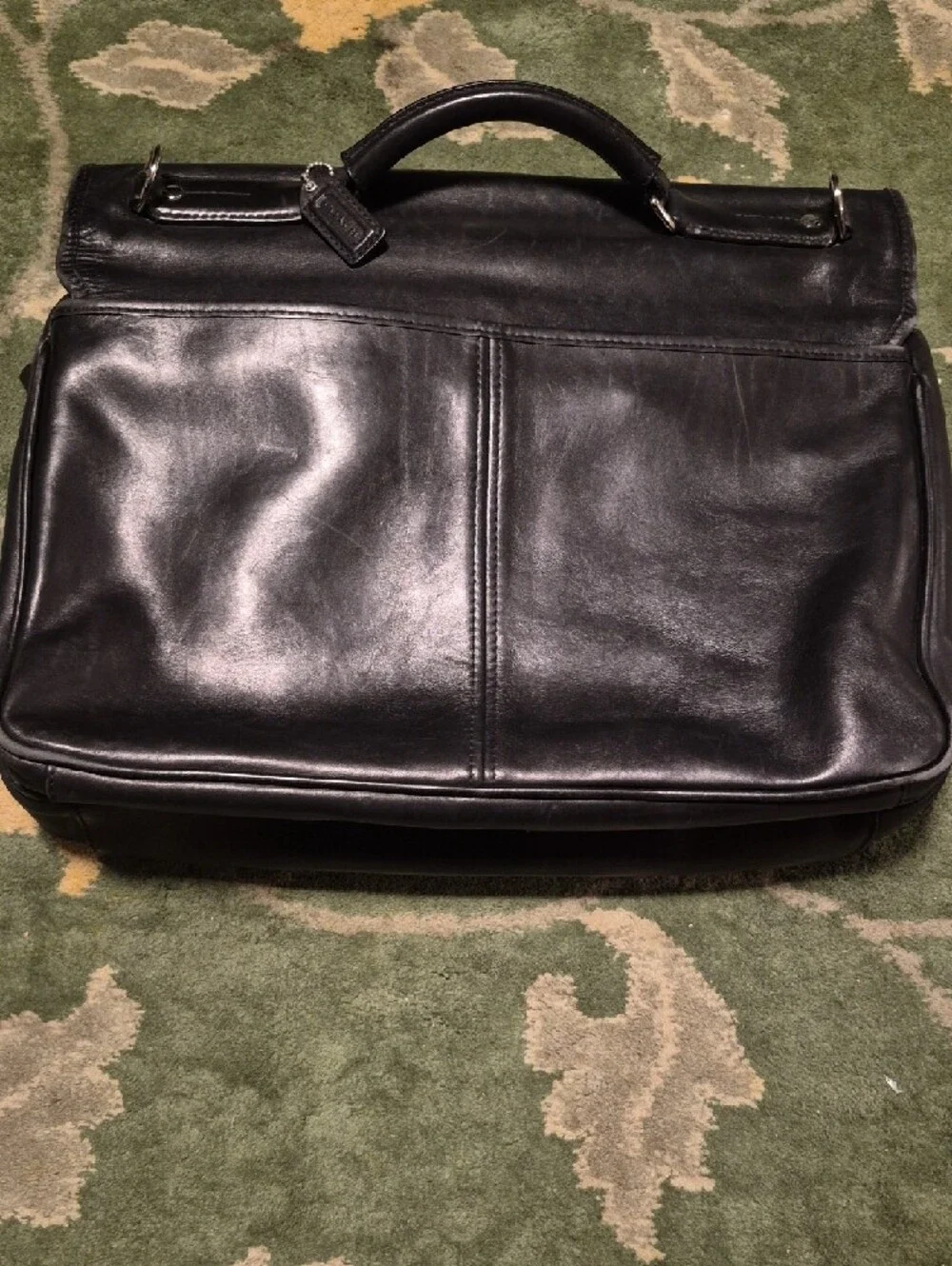 Coach Black Leather Double-Buckle Briefcase